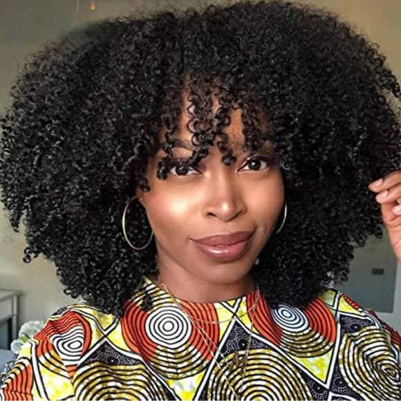 ARUKIHAIR Afro Kinky Curly Wig Bang 200Density Virgin Brazilian Human Hair 22 in - Picture 2 of 13